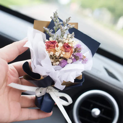 Car Vent Aromatherapy Perfume with Handmade Eternal Dried Rose Bouquet