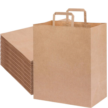 OUTUXED 120pcs Paper Grocery Bags 12x7x14 Large Gift Bags Kraft Paper Bags with Handles Bulk Shopping Bags Retail Bags for Small Business Birthday Wedding Party Favor Bags Merchandise Bags Brown