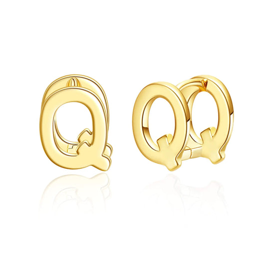 SANNYRA Initial Q Stud Earrings for Women - Stud Earrings for Women Trendy - 14K Gold Plated Dainty Hypoallergenic Letter Earrings for Women Birthday Christmas Gifts