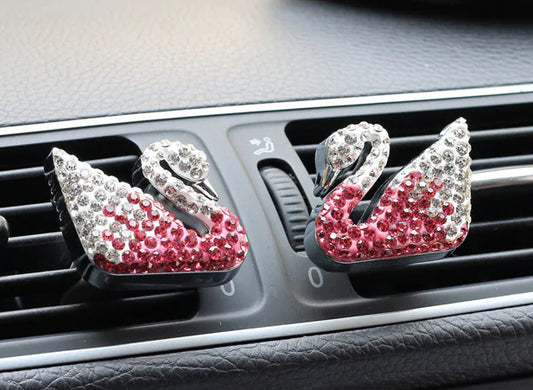 Swan Air Vent Perfume with Rhinestones and Gradient Design