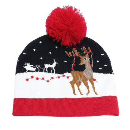 Knitted Deer and Snowflake Hats for Women