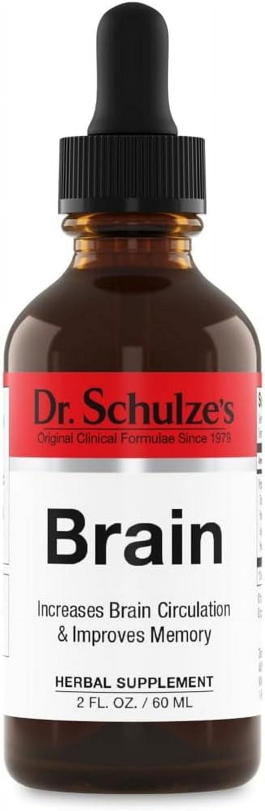 Dr.Schulze'S Brain Herbal Supplements with Ginkgo Biloba for Memory and Focus, Vegan,Stimulates Circulation 2 Oz.
