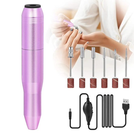Portable Electric Nail Drill, Professional Nail File Kit For Acrylic, Gel Nails, Manicure Pedicure With Nail Drill Bits Sanding Bands Rose Gold