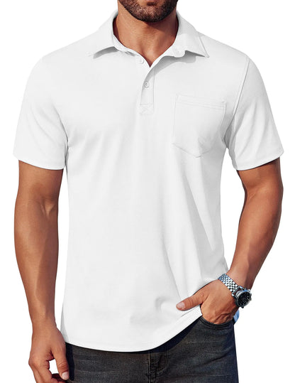 COOFANDY Mens Polo Shirts Golf Shirt Big and Tall T Shirts Pullover Shirt for Men White