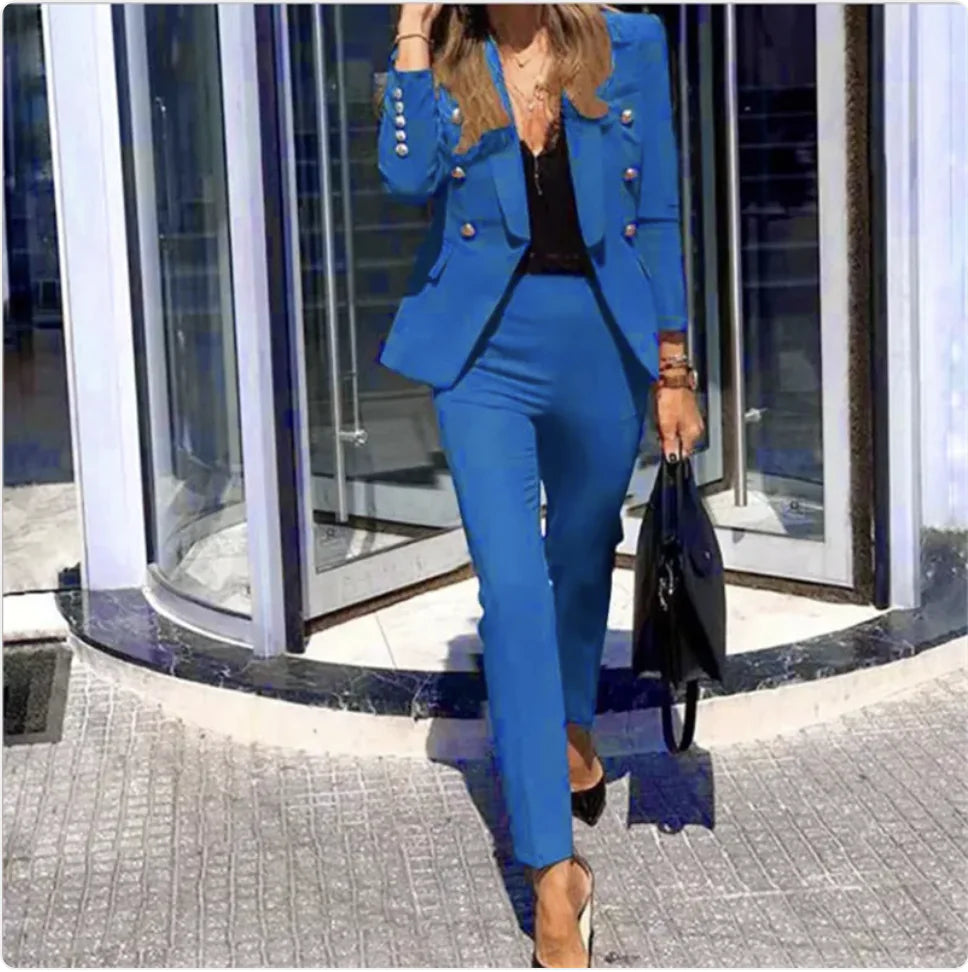 Polyester Two-Piece Casual Suit