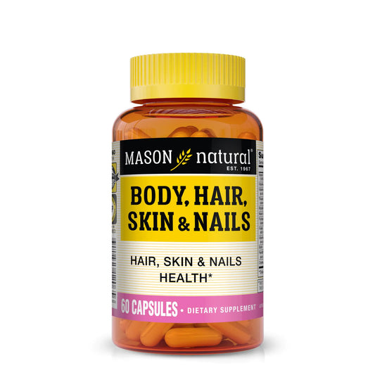 MASON NATURAL Body Hair Skin & Nails with Vitamins A E C and Biotin - Healthy Hair Skin and Nails Premium Beauty Supplement 60 Capsules