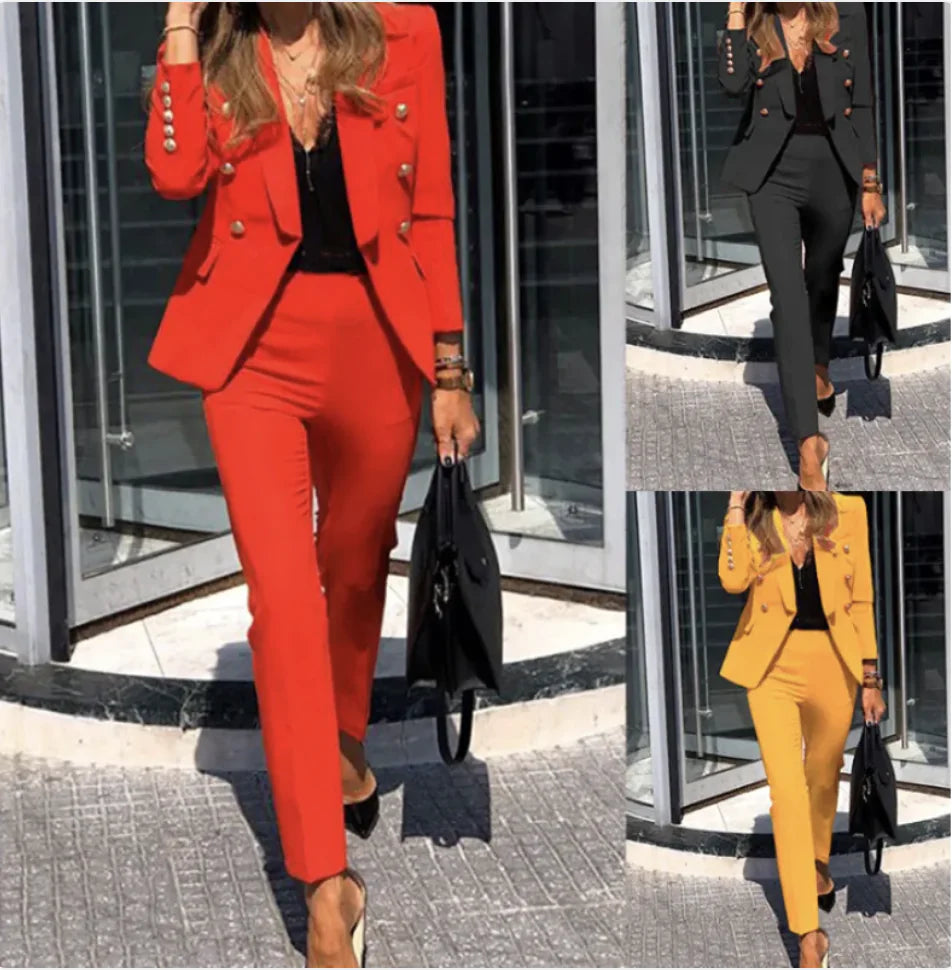 Polyester Two-Piece Casual Suit