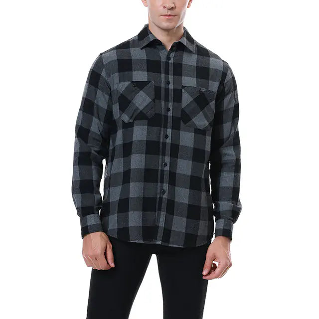 Vintage Plaid Shirt for Men - Long Sleeves Fashion