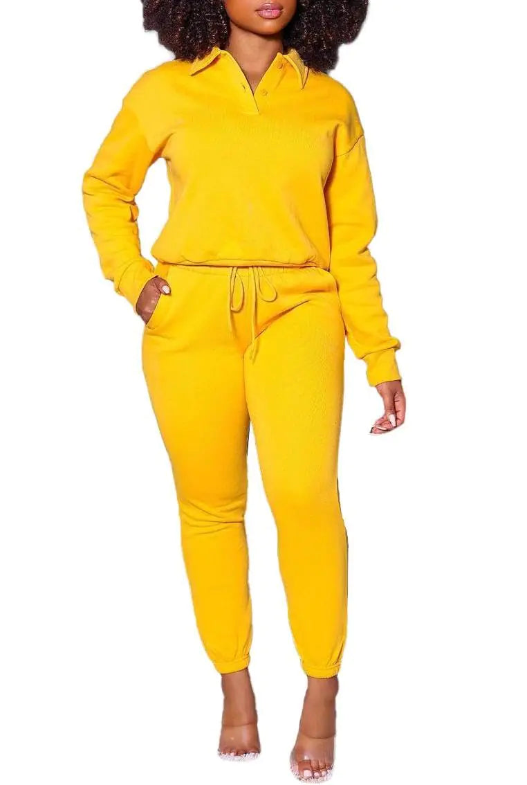 Nimsruc 2 Piece Outfits For Women Sweatsuits Jogging Set Matching Casual Long Sleeve Track Suits Yellow XL