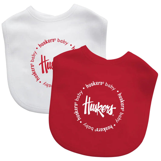 Baby Fanatic Officially Licensed Unisex Baby Bibs 2 Pack - NCAA Nebraska Cornhuskers Baby Apparel Set