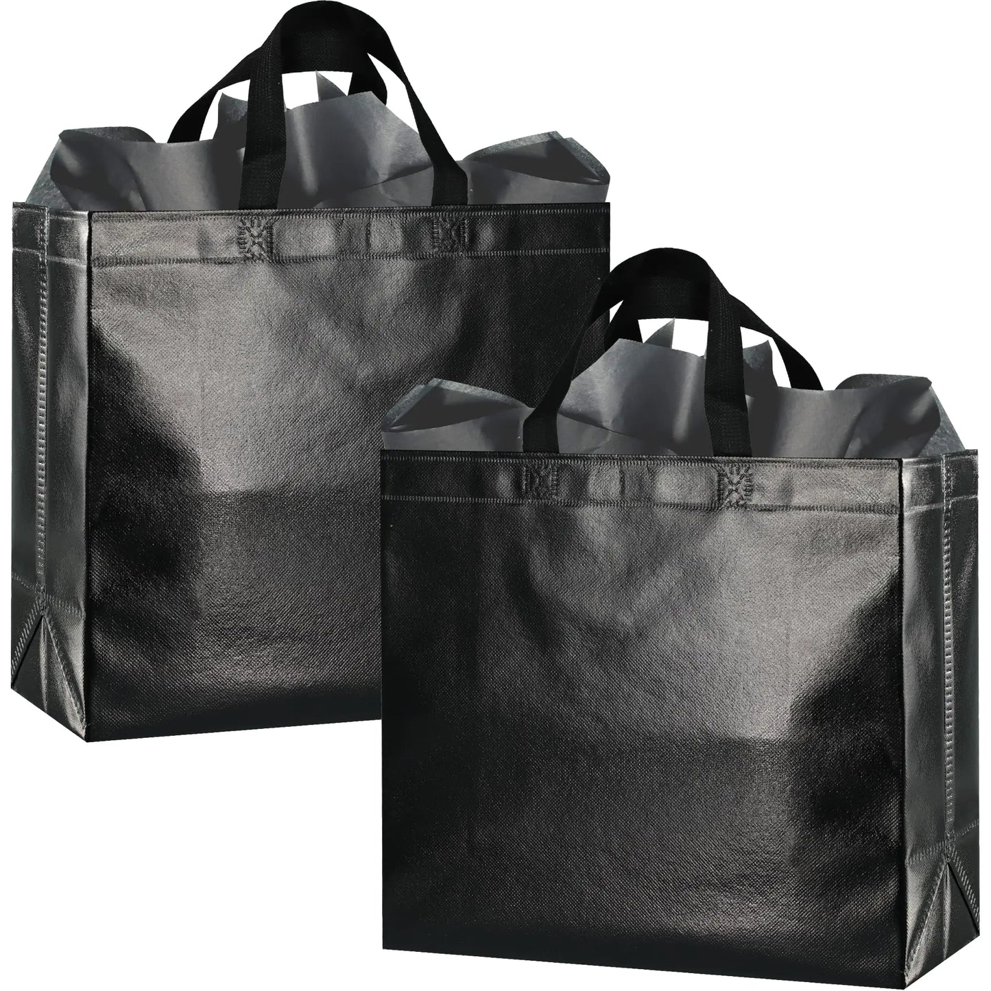 BLEWINDZ Black Gift Bags Large Size– 18Pcs Shiny Reusable Gift Bags with Tissues - Ideal as Goodie Bags With Handles Birthday Bags Party Favor Bags