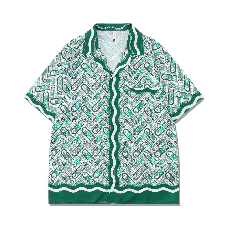 Vintage Green Ripple Printed Oversized Tracksuit Set