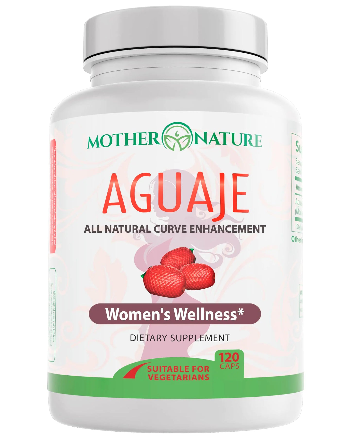 Mother Nature Aguaje Curves Capsules for Women 1000mg (120ct) Natural & Sustainably Sourced Aguaje Fruit from Peru for Female Health Hormone Balance Curve Enhancer Vegan Non-GMO & Gluten-Free