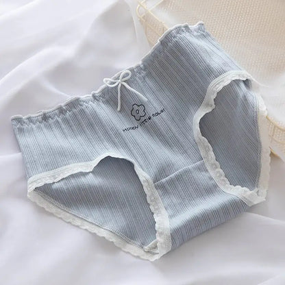 Floral Lace Hem Cotton Underwear