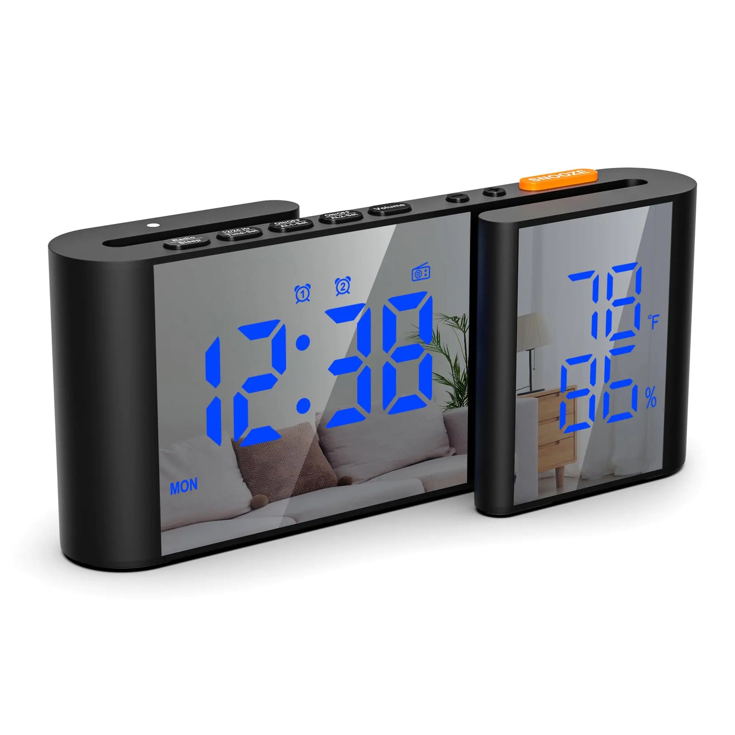VAUNO Alarm Clock Radio Digital Alarm Clock for Bedrooms with USB Port Large LED Display with Brightness Dimmer Bedside FM Radio with Sleeper Timer Temperature Adjustable Volume Snooze