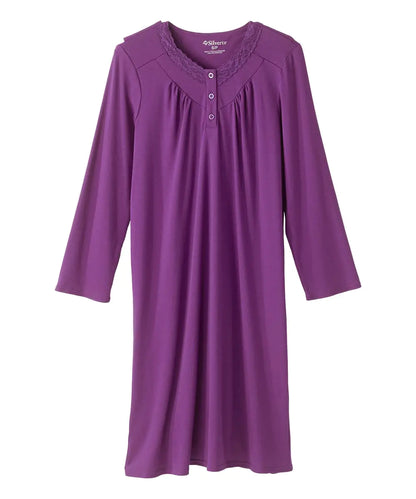 Silverts Adaptive Clothing Women Hospital Gowns for Women Hospital Gown Post Surgery Clothing for Women Sleep Gown Night Gowns for Elderly Women Patient Gown - Eggplant SMA