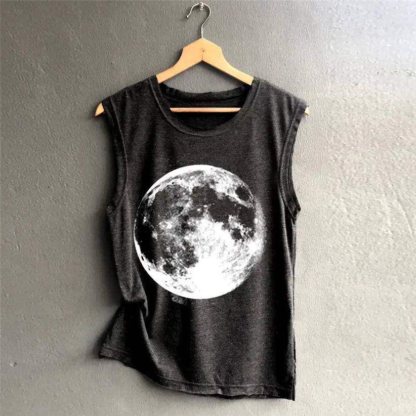 Earth Print Tank Top, Printed Vest, Sleeveless Top