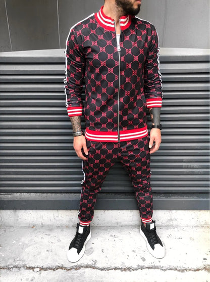 Men's Casual 3D Printed Fitness Hoodie and Tracksuit Set