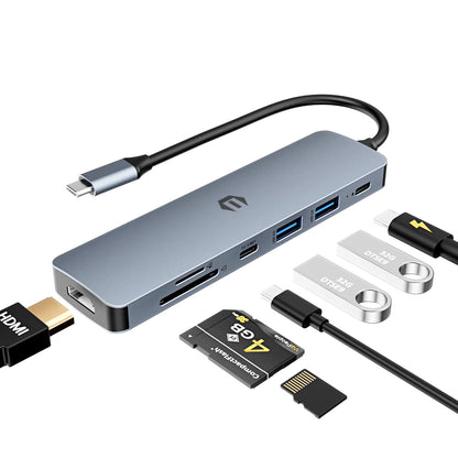 Tiergrade USB C Hub Multiport Adapter 7-in-1 USB C Docking Station with HDMI 100W PD Charging Port 2 USB 3.0 USB C 3.0 SD/Micro SD Card Reader