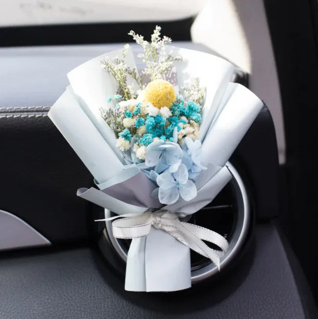 Car Vent Aromatherapy Perfume with Handmade Eternal Dried Rose Bouquet