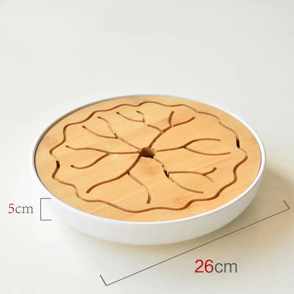 Bamboo Melamine Tea Tray for Japanese Kung Fu Tea Set