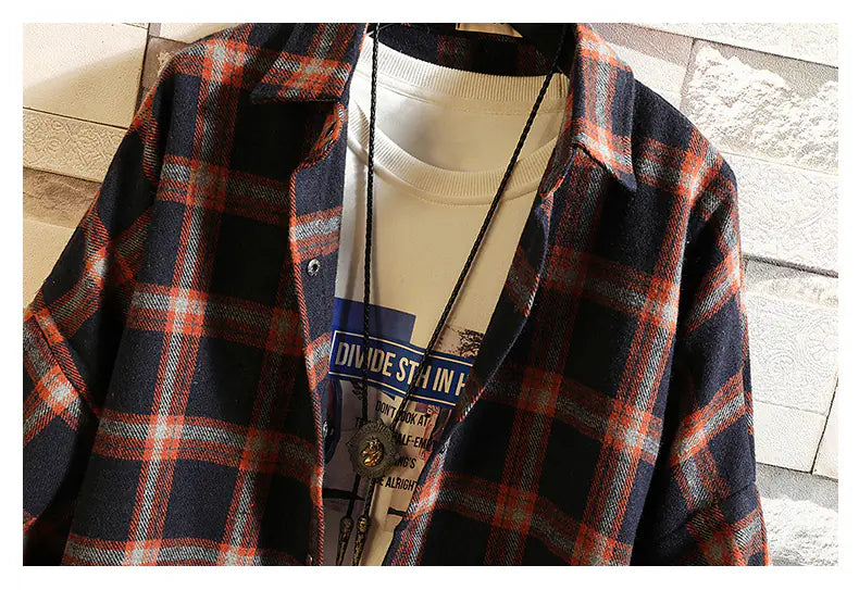 Vintage Plaid Wool Shirt Jacket for Men (Spring/Fall)