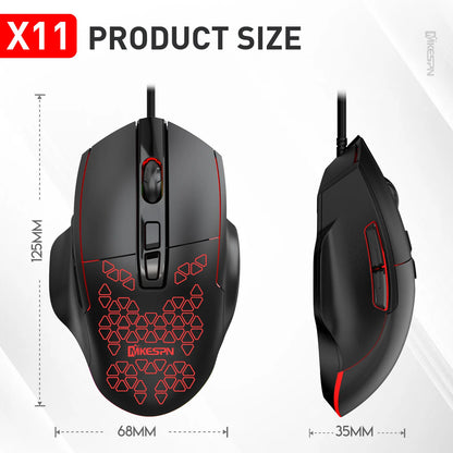 X11 7200DPI   Macro Defines Gaming Mouse 7 Buttons RGB Wired MouseComputer Accessories