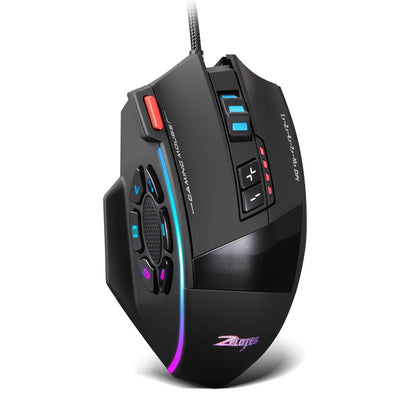 ZELOTES C13 13-Keys Wired Ergonomic Gaming Mouse with 5-Speed Adjustable DPI 1.8 m Cable for Laptop Computer