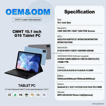 Factory Hot Sale 10.1 Inch A523 Gaming Tablette Android 14.0 16GB RAM 128GB ROM Tablet Android Business Entertainment PC Tablet