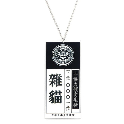 Anime Hot Cool Cosplay Props Kakegurui Yumeko Jabami Acrylic Necklace Pendant Accessories School Name Card Cosplay Accessories