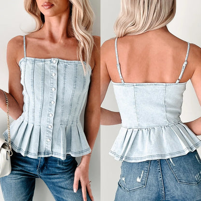 Boutique Wholesale 2025 Summer New Fashionable and Sexy Sleeveless Pleated Single Breasted Women's Tank Tops