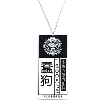 Anime Hot Cool Cosplay Props Kakegurui Yumeko Jabami Acrylic Necklace Pendant Accessories School Name Card Cosplay Accessories