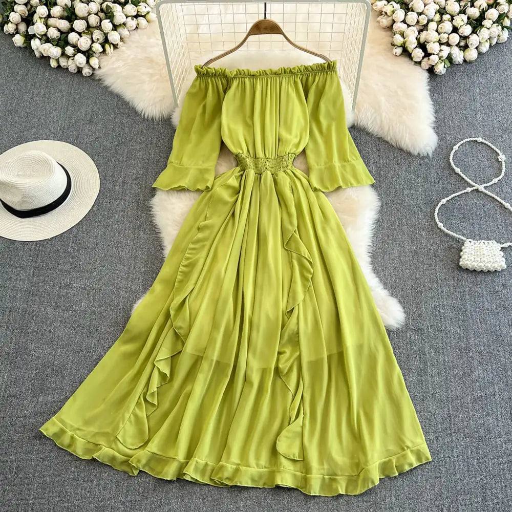 Ruffled Chiffon Dress for Women - Casual Elegance