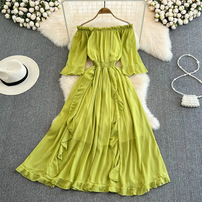 Ruffled Chiffon Dress for Women - Casual Elegance