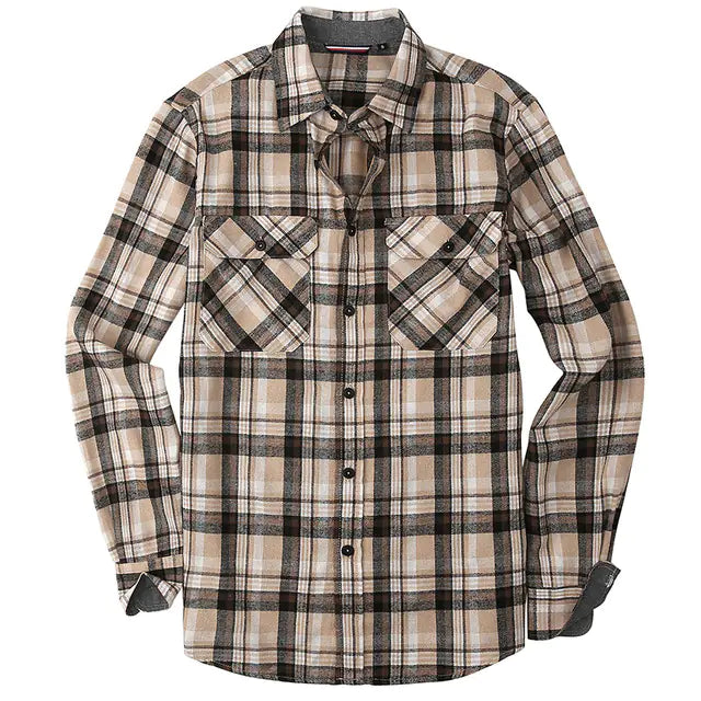 Vintage Plaid Shirt for Men - Long Sleeves Fashion
