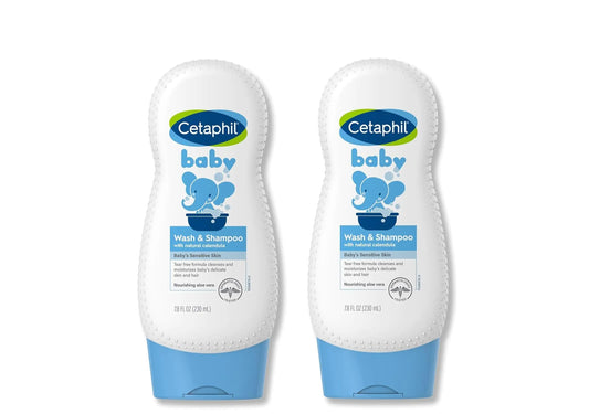 Cetaphil Baby Shampoo and Body Wash with Organic Calendula Tear Free Hypoallergenic Soap Free Ideal for Everyday Use 7.8 Ounce (Pack of 2)