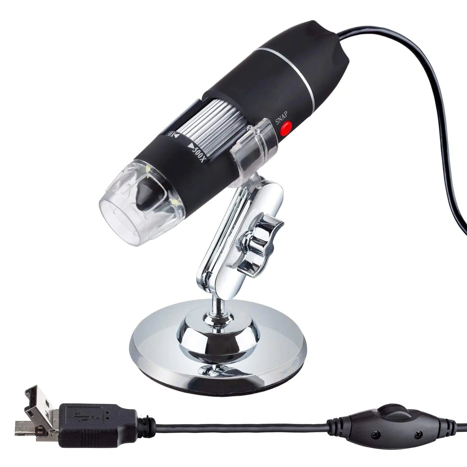 50-500X 8-LED USB Digital Microscope with Multi-USB OTG Connector
