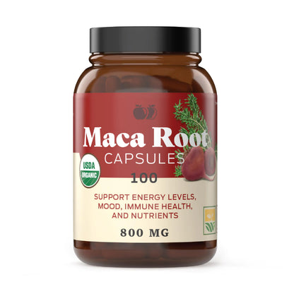 Complete Natural Products Pure Maca Root Powder Capsules - 100 Capsules