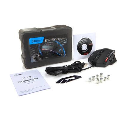 ZELOTES C13 13-Keys Wired Ergonomic Gaming Mouse with 5-Speed Adjustable DPI 1.8 m Cable for Laptop Computer
