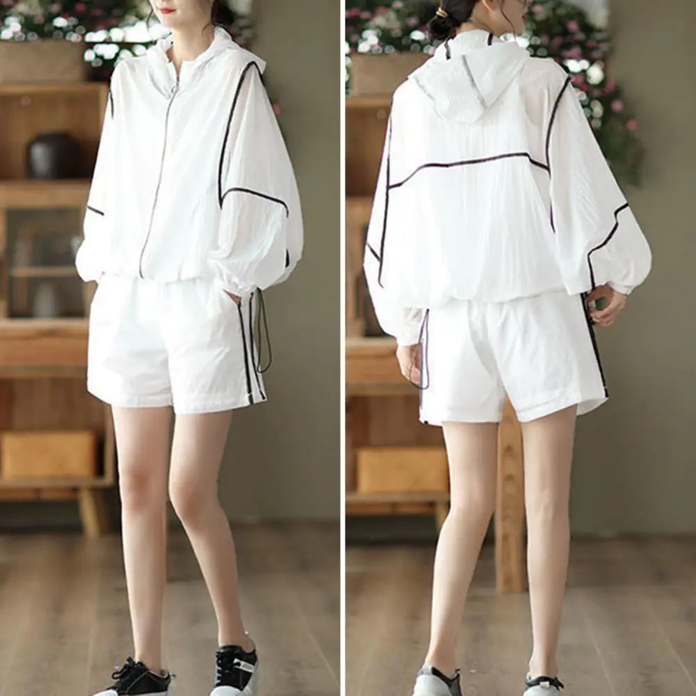Women's Sun Protection Hooded Tracksuit with Zipper