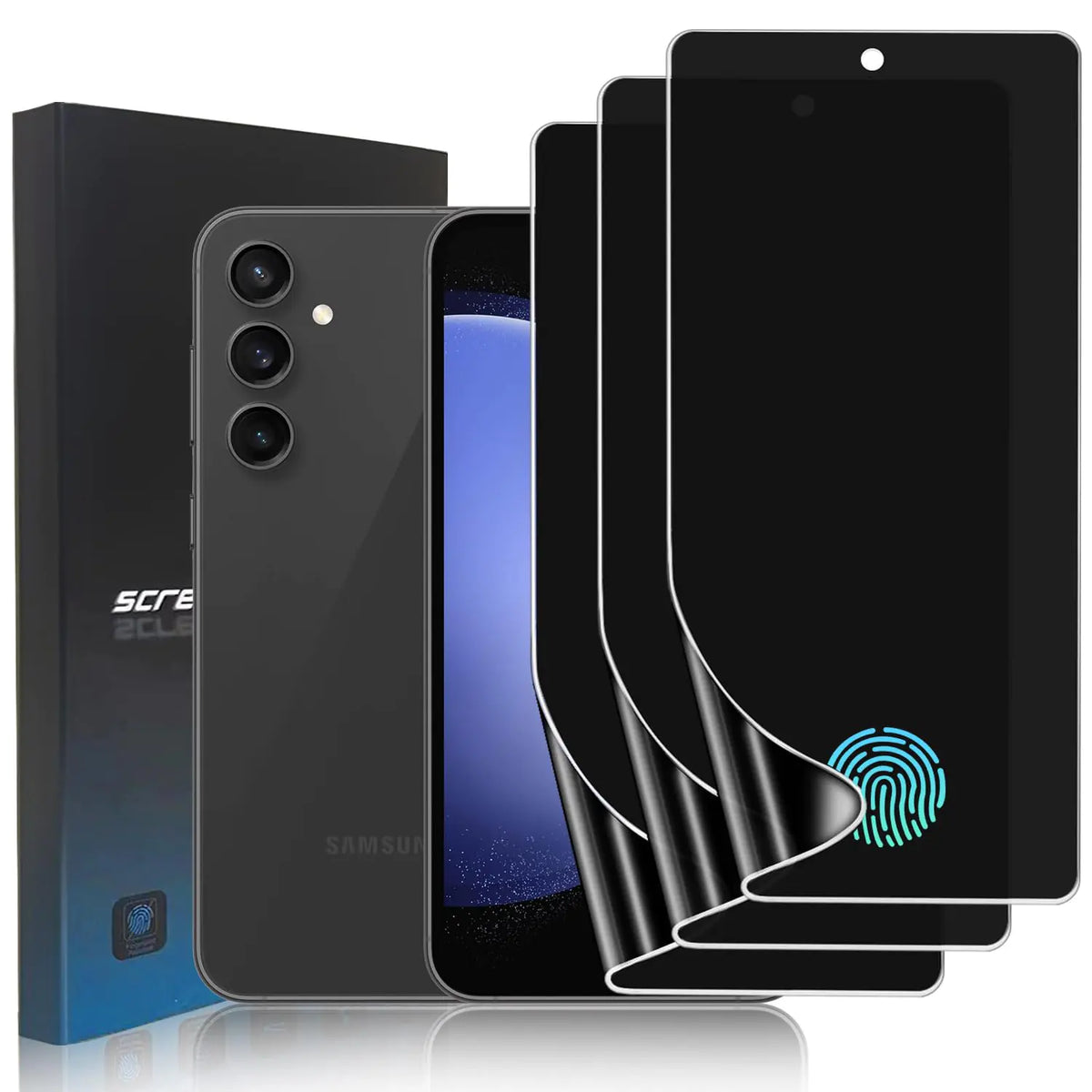 3 Pack Privacy Screen Protector for Samsung Galaxy S23 FE [Not Glass] Anti-Spy Full Adhesive Flexible TPU Film for Samsung Galaxy S23 FE 6.4" 3D Curve Fit Anti-Scratch Support Fingerprint Reader