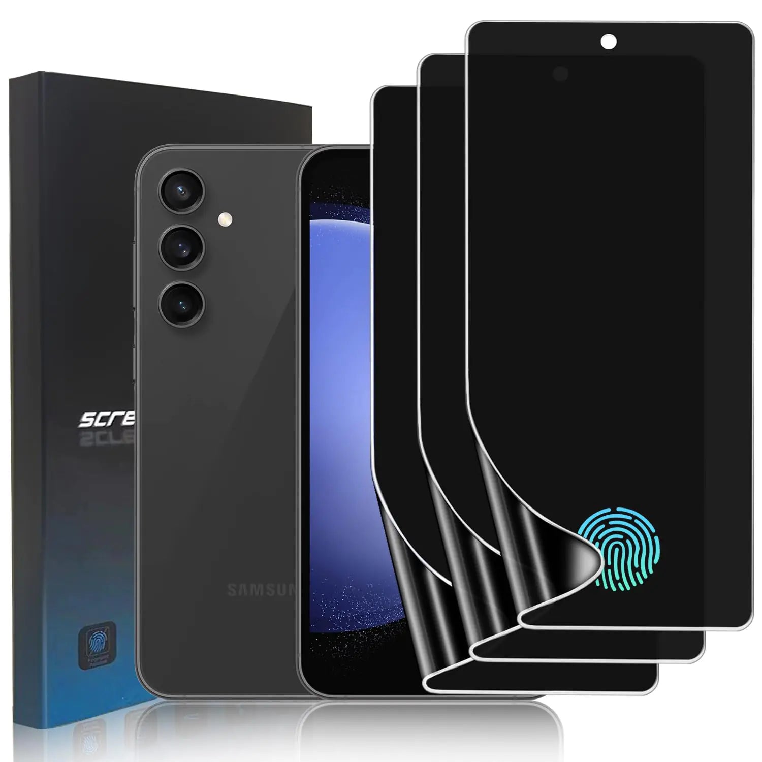 3 Pack Privacy Screen Protector for Samsung Galaxy S23 FE [Not Glass] Anti-Spy Full Adhesive Flexible TPU Film for Samsung Galaxy S23 FE 6.4" 3D Curve Fit Anti-Scratch Support Fingerprint Reader