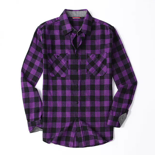 Vintage Plaid Shirt for Men - Long Sleeves Fashion