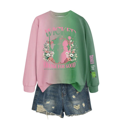 Novelty Movie Shirts Changed for Good Sweatshirts Long Sleeve Crewneck Pink Goes Good With Green Hoodies Bad Witch Movie Shirts 2024 Musical Clothing Bad Witch Pullvoer(1-Dark Green4X-Large