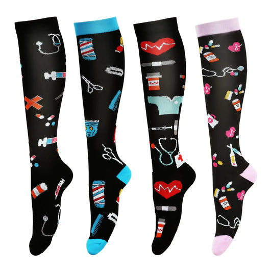 LEOSTEP Compression Socks for Women & Men Circulation Long Stockings Support for Nurses Pregnant Hiking Riding Running