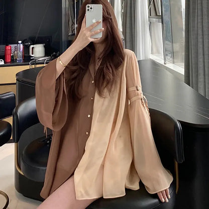 Elegant Harajuku Korean Casual Aesthetic Shirt Dress