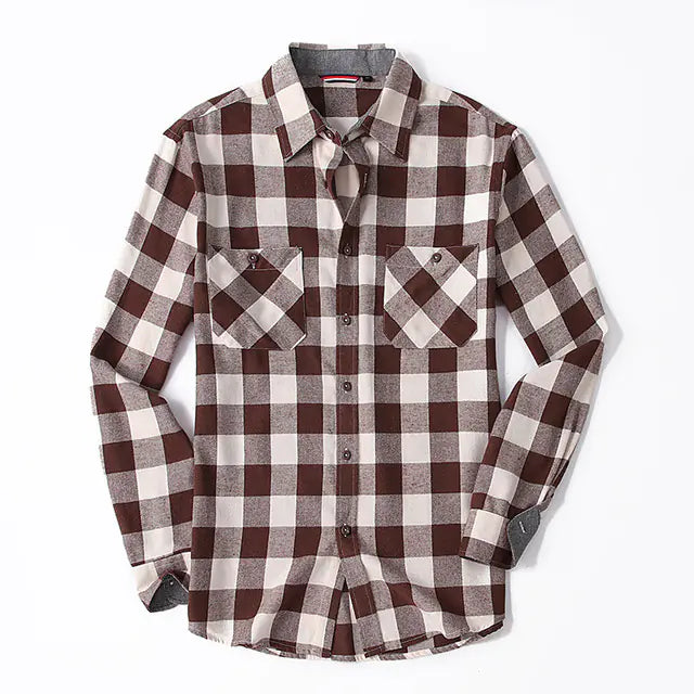 Vintage Plaid Shirt for Men - Long Sleeves Fashion