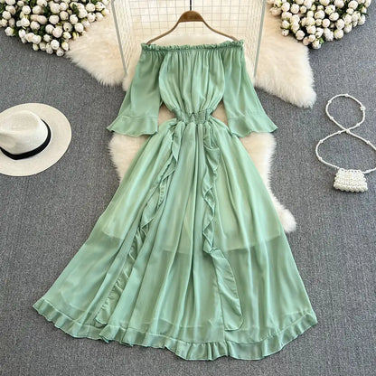 Ruffled Chiffon Dress for Women - Casual Elegance