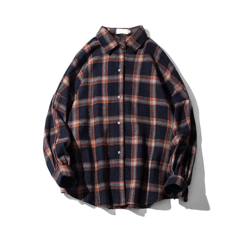 Vintage Plaid Wool Shirt Jacket for Men (Spring/Fall)