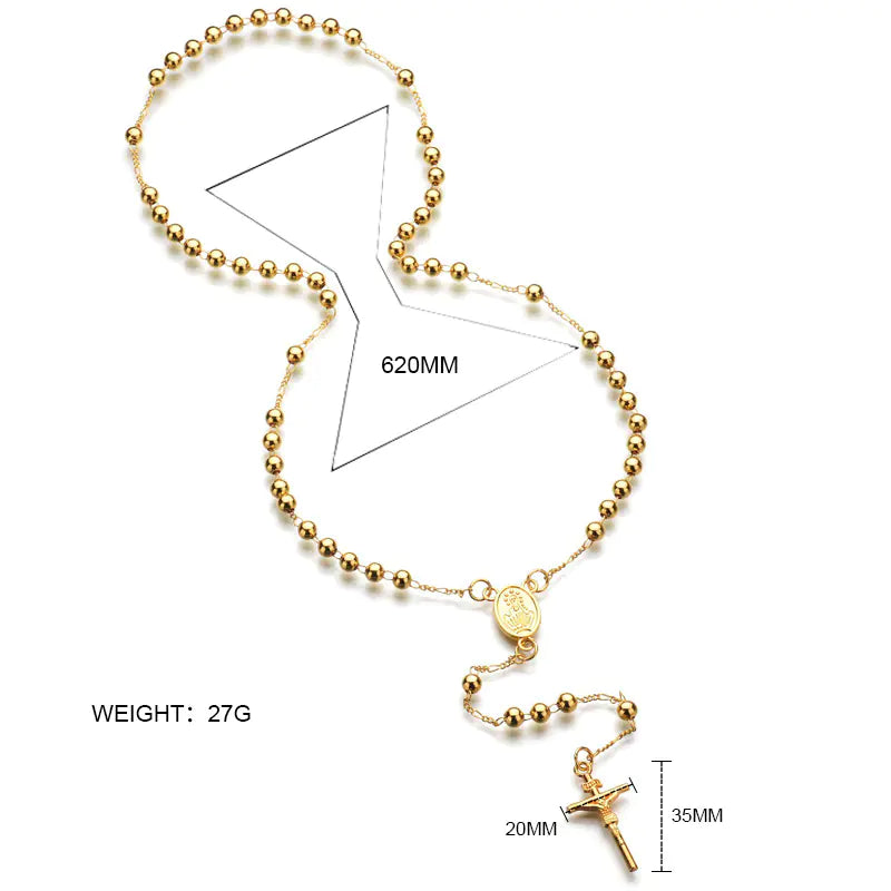 Cross Bead Pendant Necklace, Cross Necklace